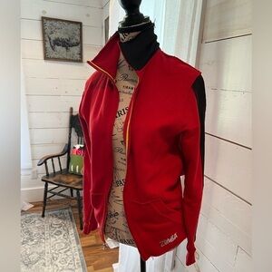 Zumba Fitness Red & Black Women's Jacket, XS, extra suave, EUC, distressed